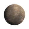 Mercury: Small gray rocky planet with cratered surface